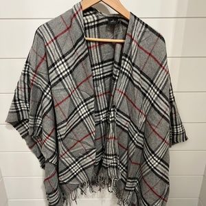 Plaid poncho